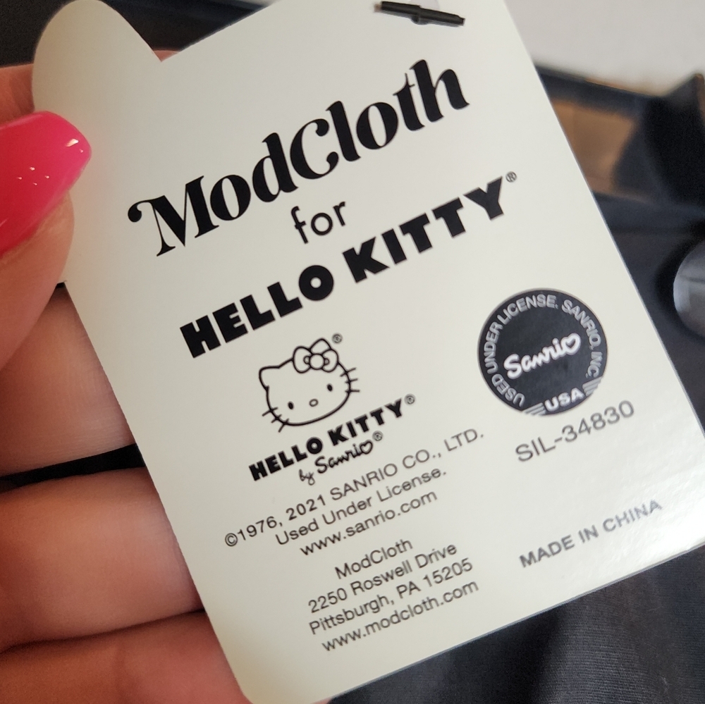 NWT ModCloth x Hello Kitty Let's Go Rainbow A-Line Black Skirt Cotton Large - Picture 13 of 16